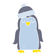 flat color illustration of a cartoon penguin