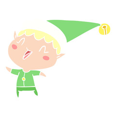 flat color style cartoon happy christmas elf