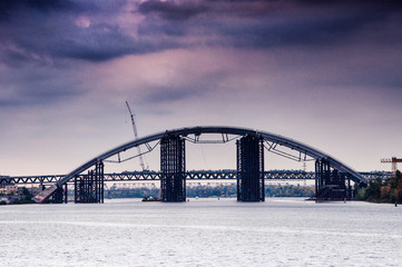 Podilsko-Voskresensky Bridge in Kyiv Ukraine 2018