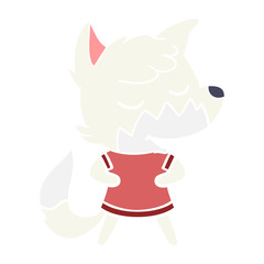 friendly flat color style cartoon fox