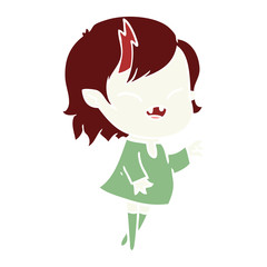 flat color style cartoon laughing vampire girl
