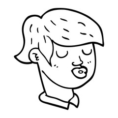 line drawing cartoon of boys face