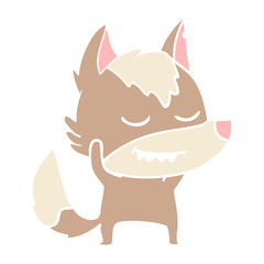 friendly flat color style cartoon wolf