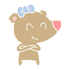 female bear flat color style cartoon