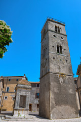Fototapeta na wymiar Medieval Bell Tower and Well - Fara in Sabina, Rieti, Italy