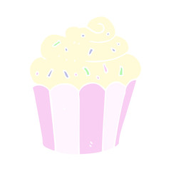flat color illustration of a cartoon cupcake