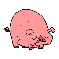 cartoon doodle fat pig