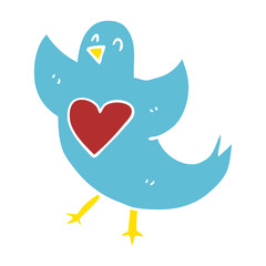 cartoon doodle bird with heart