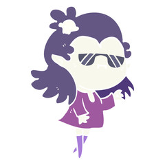 cute flat color style cartoon cool vampire girl