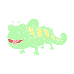 flat color illustration of a cartoon chameleon
