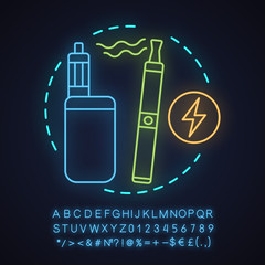 Vape shop neon light concept icon