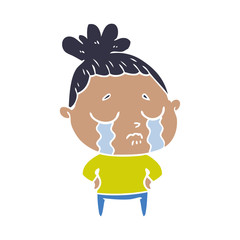 flat color style cartoon crying woman