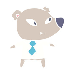 cute flat color style cartoon bear in office clothes