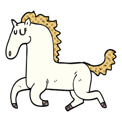 cartoon doodle running horse