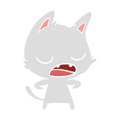 talking cat flat color style cartoon