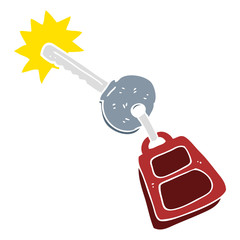 flat color illustration of a cartoon key