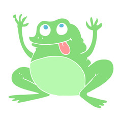 funny flat color illustration of a cartoon frog