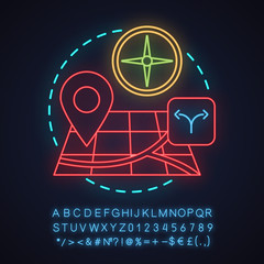 Choosing travel destination neon light concept icon