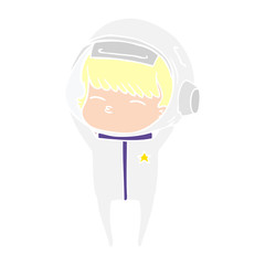 flat color style cartoon curious astronaut