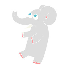 flat color illustration of a cartoon cute elephant