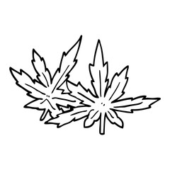 Fototapeta na wymiar line drawing cartoon marijuana leaves