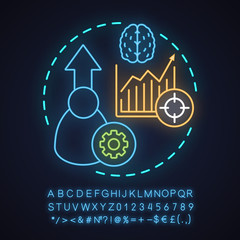 Skills improving neon light concept icon