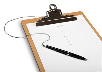 Blank Clipboard with Checklist and Pen