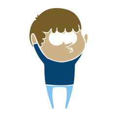 flat color style cartoon curious boy