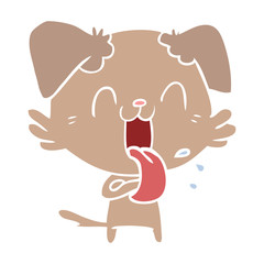 flat color style cartoon panting dog