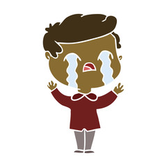 flat color style cartoon man crying