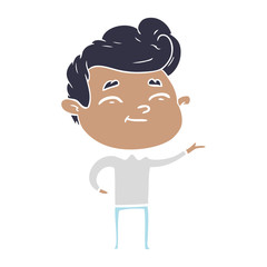 happy flat color style cartoon man