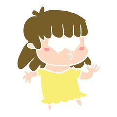 flat color style cartoon whistling girl