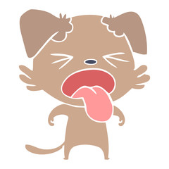 flat color style cartoon disgusted dog