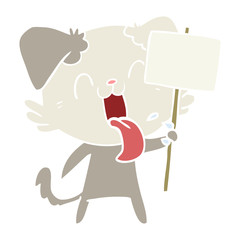 flat color style cartoon panting dog