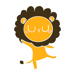 flat color style cartoon lion dancing