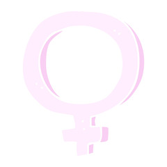 flat color illustration of a cartoon female symbol