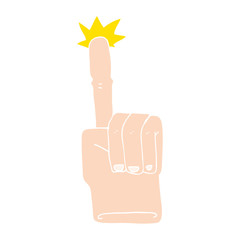 flat color illustration of a cartoon pointing hand