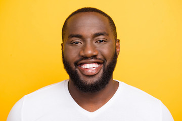 Portrait of handsome attractive manly content cheerful mulato gu