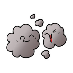 cartoon doodle of happy grey smoke