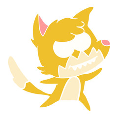 flat color style cartoon grinning fox