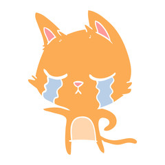 crying flat color style cartoon cat pointing