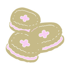 flat color illustration of a cartoon biscuits