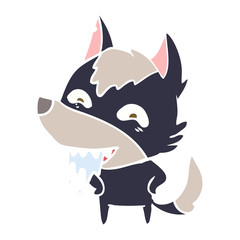 flat color style cartoon hungry wolf
