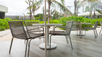 Beach chairs and tables