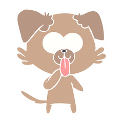 flat color style cartoon dog with tongue sticking out