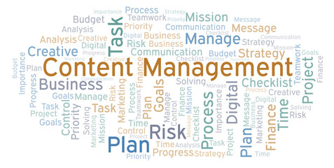 Obraz premium Content Management word cloud, made with text only.