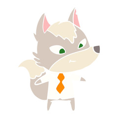 friendly flat color style cartoon wolf manager