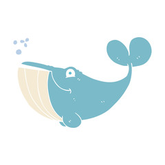 flat color illustration of a cartoon whale