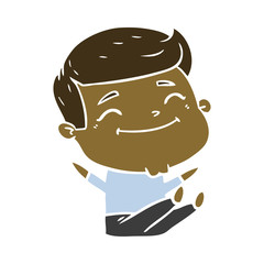 happy flat color style cartoon man