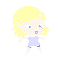 pretty flat color style cartoon elf girl